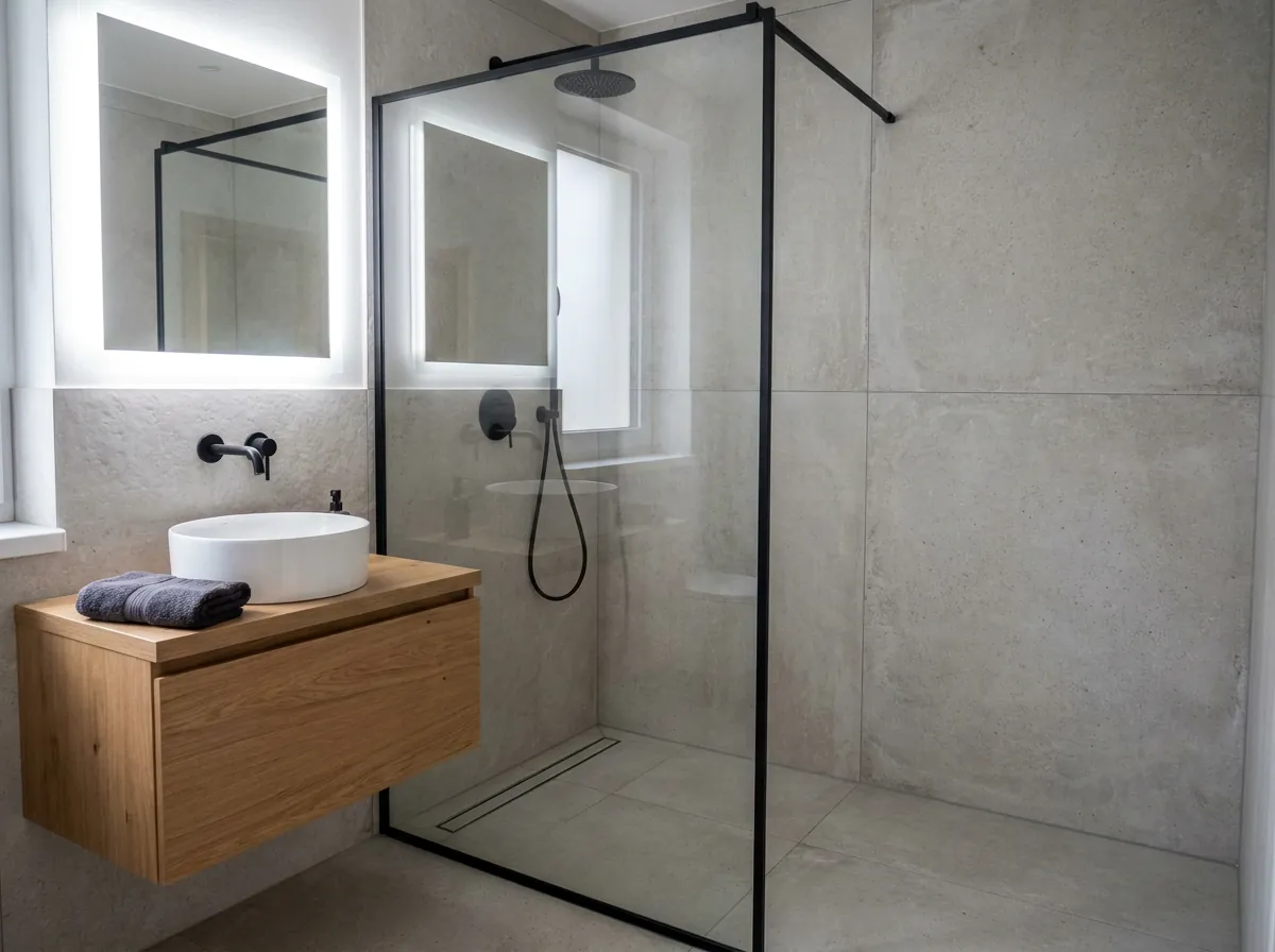 Koupelna po rekonstrukci – walk-in sprcha